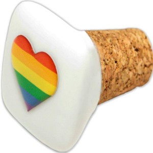 Pride Square Cork Ceramic Stopper With Lgbt Flag
