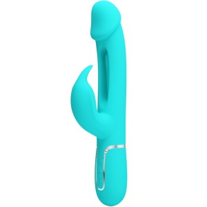 Pretty Love Kampas Rabbit 3 In 1 Multifunction Vibrator With Tongue Aqua Green