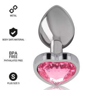 Intense Aluminum Metal Anal Plug Pink Heart Size S