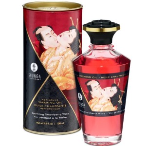 Shunga Strawberries And Cava Heat Effect Massage Oil 100 Ml