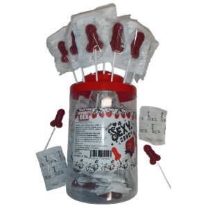 Diablo Picante 50 Strawberry & Cherry Candy Penis Lollipop (50 Units)