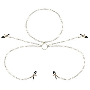 Ohmama Fetish 4 Nipple Clamps With Chain Necklace