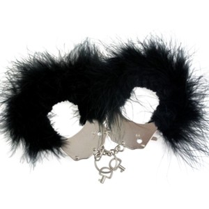 Adrien Lastic Metal Handcuffs With Black Feathers