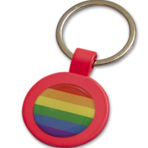 Pride Fuscia Metal Keyring Round Key Ring With The Lgbt Flag