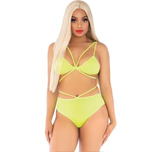 Leg Avenue Top & Panties Yellow With Straps