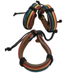 Pride Lgbt Flag Brown Leather Bracelet