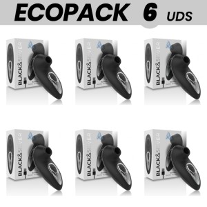 Ecopack 6 Units Black&silver Drake Deluxe Sucking Vibe Rechargeable Silicone Black