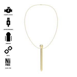 Ibiza Clit Pocket Stimulator Necklace Usb Charger 12 Vibration Modes Golden 12,2 X 1,5