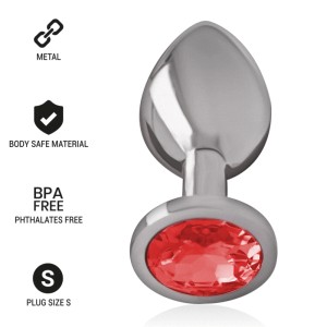 Intense Aluminum Metal Anal Plug With Red Crystal Size S