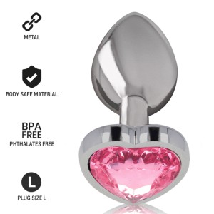 Intense Aluminum Metal Anal Plug Pink Heart Size L