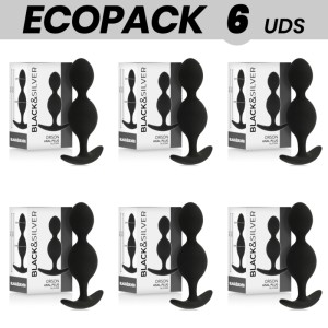 Ecopack 6 Units Black&silver Orson Anal Ball Chain 9 Cm