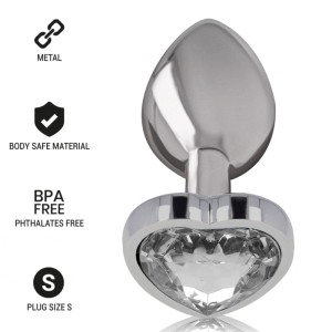 Intense White Heart Aluminum Metal Anal Plug Size S