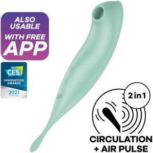 Satisfyer Twirling Pro+ Air Pulse Stimulator & Vibrator App Green