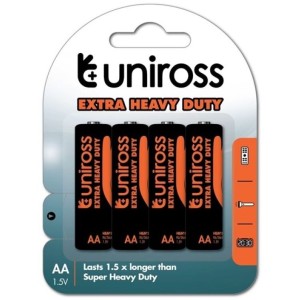 Uniross Battery  Salina Aa R6 Pack 4