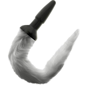Darkness Silicone Anal Plug With Gray Tail