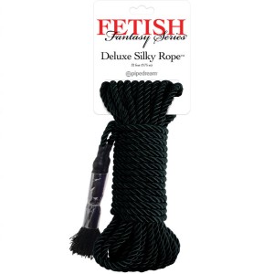 Fetish Fantasy Series Deluxe Silk Rope Black 9.75 Mt