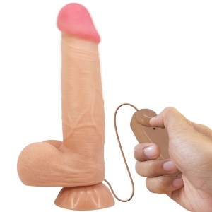 Pretty Love Sliding Skin Series Realistic Dildo With Sliding Skin Suction Cup Remote Control Flesh 21.8 Cm