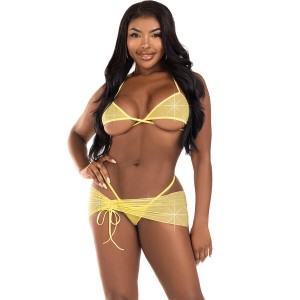 Leg Avenue Three Pieces Diamonds Set Yellow M/l