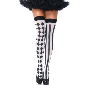 Leg Avenue Black/white Arlequin High Socks