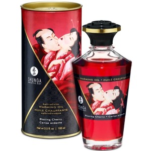 Shunga Heat Effect Massage Oil Intense Cherry Flavor 100 Ml