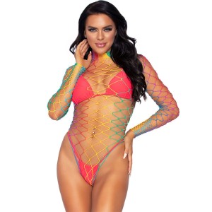 Leg Avenue Multicolor Long Sleeve Net Bodysuit