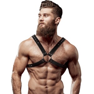 Fetish Submissive Attitude Mens Cross Chest Eco-leather Harness