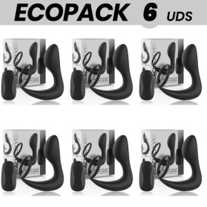 Ecopack 6 Units Black&silver Anal Massager Remote Control Rechargeable Silicone Black