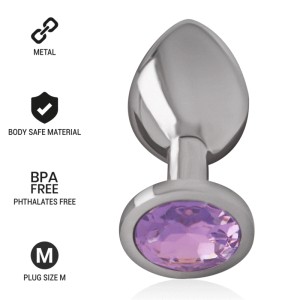 Intense Aluminum Metal Anal Plug With Violet Crystal Size M