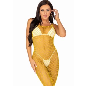 Leg Avenue Long Net Dress Yellow One Size