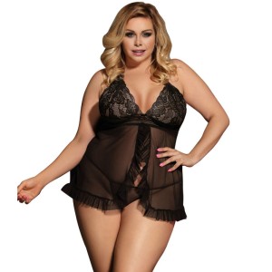 Subblime Queen Plus Open Babydoll Black