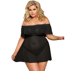 Subblime Queen Plus Short Dress + Thong Black