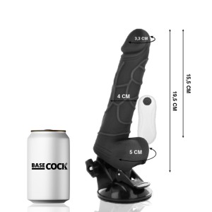Basecock Realistic Vibrator Remote Control Black With Testicles 19.5 Cm -o- 4 Cm