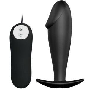 Pretty Love Silicone Anal Plug Penis Form And 12 Vibration Modes Black