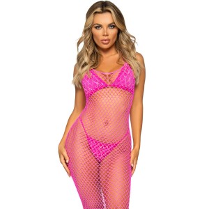 Leg Avenue Long Net Dress Fuchsia One Size