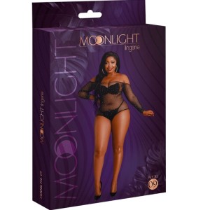 Moonlight Model 9 Long Sleeve Bodysuit Bright Black Plus Size
