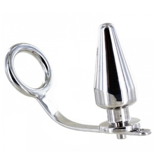 Metal Hard Steel Ring With Anal Plug 45 X 50mm