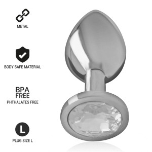 Intense Aluminum Metal Anal Plug With Silver Crystal Size L
