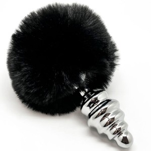 Alive Anal Pleasure Plug Spiral Metal Fluffy Black Size M