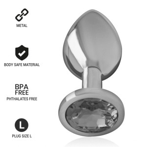 Intense Aluminum Metal Anal Plug With Black Glass Size L