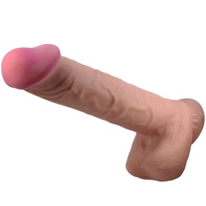 Pretty Love Sliding Skin Series Realistic Dildo With Sliding Skin Suction Cup Brown 26 Cm