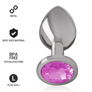 Intense Aluminum Metal Anal Plug With Pink Crystal Size L