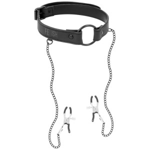 Fetish Submissive Gag Ring With Nipple Clamps
