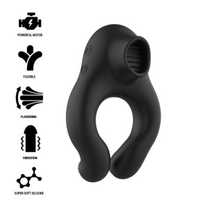 Black&silver Silicone Vibrator Ring 3 Motors Rechargeable Black