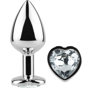 Secretplay Metal Butt Plug Clear Crystal Heart Small Size 7 Cm