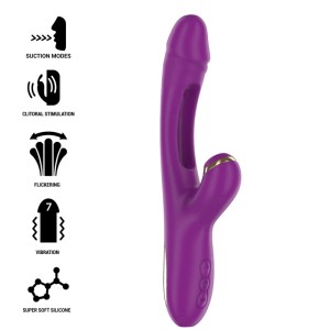 Intense Ateneo Rechargeable Multifunction Vibrator 7 Vibrations With Swinging Motion And Sucking Purple