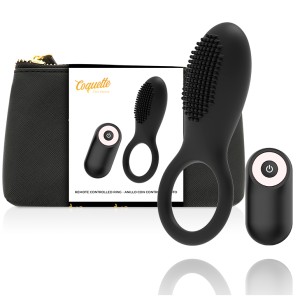 Coquette Chic Desire Cock Ring Remote Control Rechargeable Black/ Gold