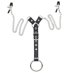 Ohmama Fetish Nipple Clamps With Chains And Penis Ring