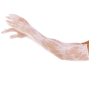 Leg Avenue Red Floral Gloves White