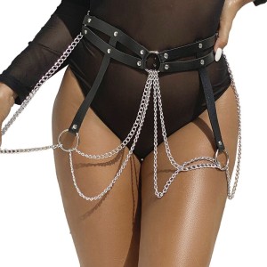 Subblime Leather Ring Chainbelt Black One Size