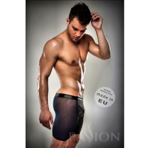 Boxer Leather Fetish Black Clear  By Passion Men Lingerie. L/xl